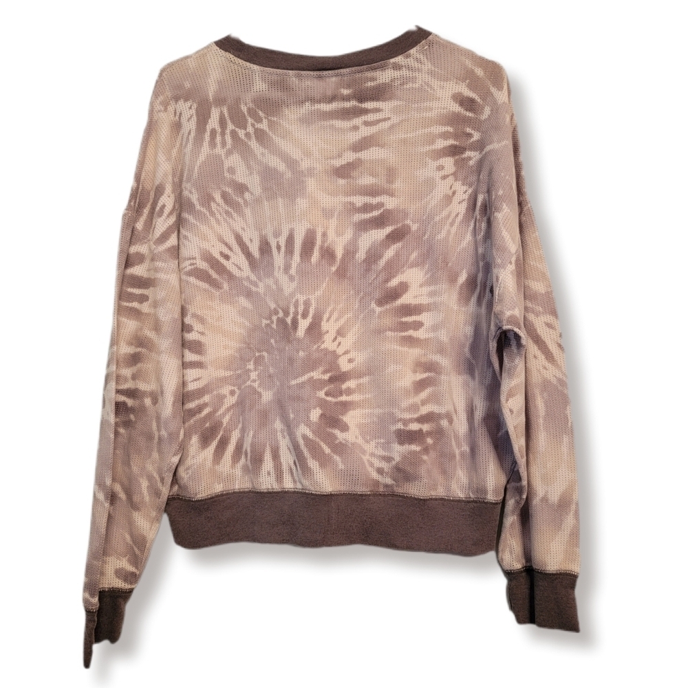 PINK Tie-Dye Long Sleeve Knit Mesh Shirt